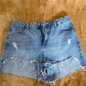 Topshop Moto denim distressed shorts